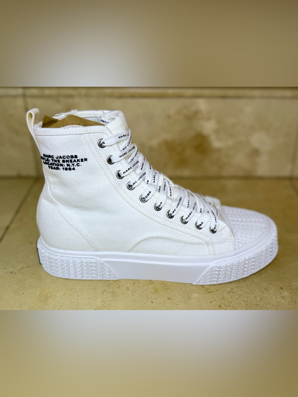 White Marc Jacobs ‘The Sneaker High Top’ Canvas Sneakers